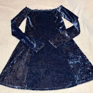 Hollister Blue Velvet Off-Shoulder Dress